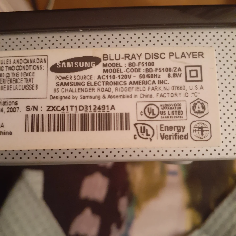 NWOT Samsung Blu'ray Disc Player